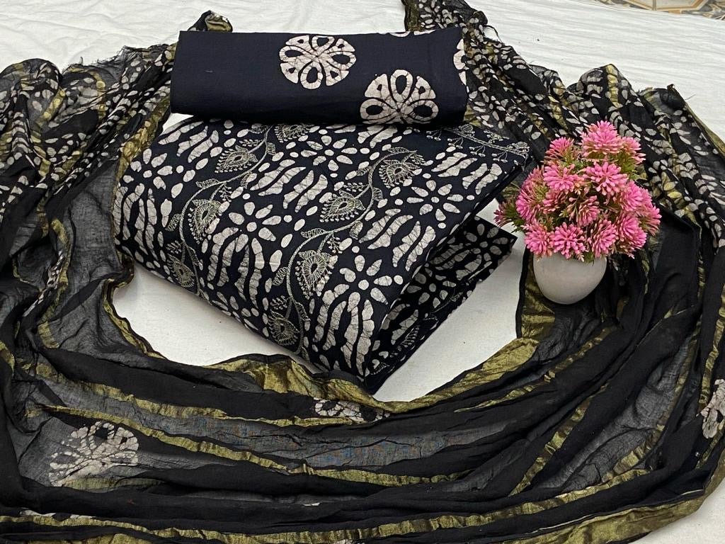 Cotton Lakhnavi work Hand Blocked Wax Batik Dress Material - Premium  from Ethenika.com  - Just INR 1390! Shop now at Ethenika.com 