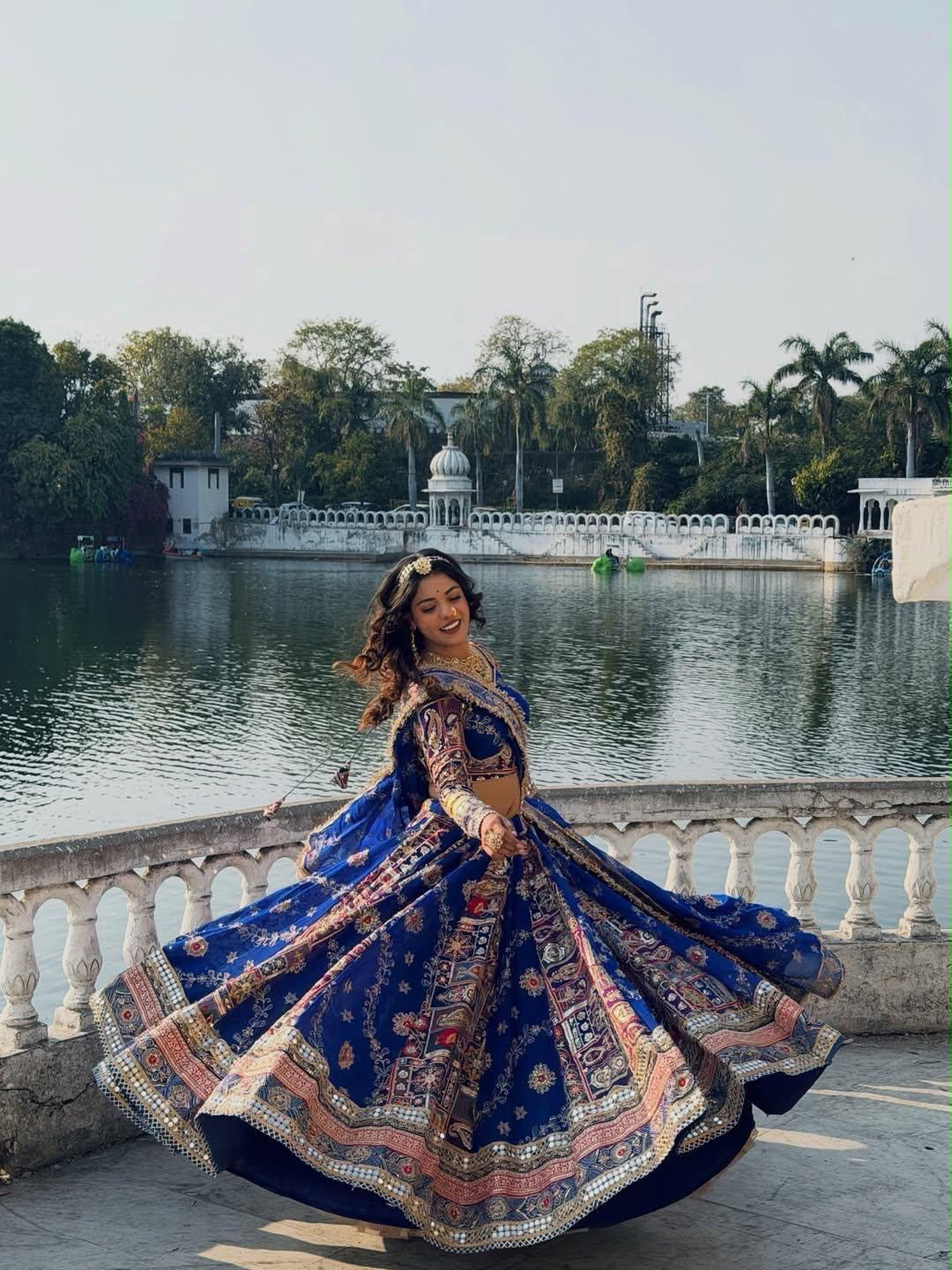 Muslin Silk Digital Print with Mirror Work Designer Chaniya Choli