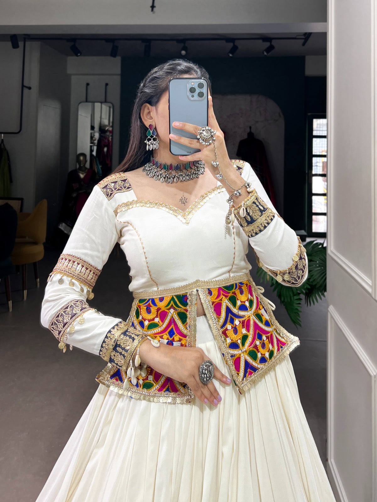 Rayon gamthi work White Concept Navratri Special Chaniya Choli - Premium  from Ethenika.com  - Just INR 5590! Shop now at Ethenika.com 