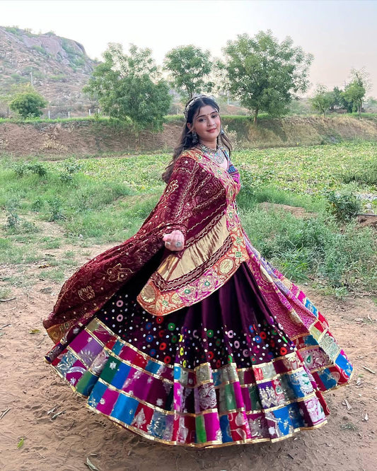 Muslin Cotton Digital Print with Mirror Work Navratri Special Desinger Chaniya Choli