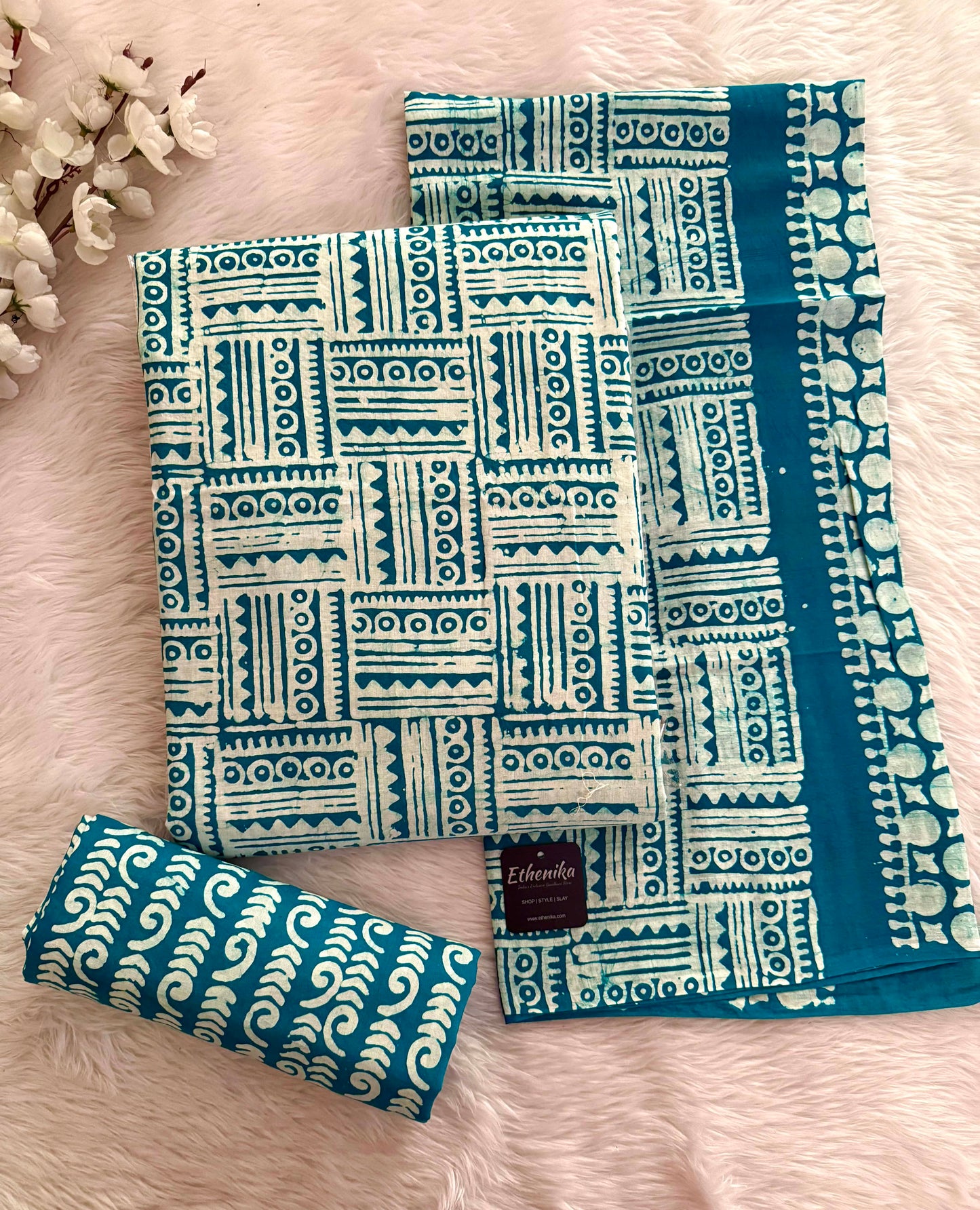 Ethenika Trending Cotton Batik Unstitched Dress Material for Summer