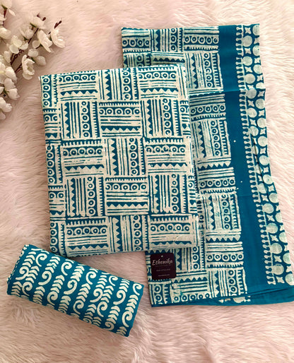 Ethenika Trending Cotton Batik Unstitched Dress Material for Summer