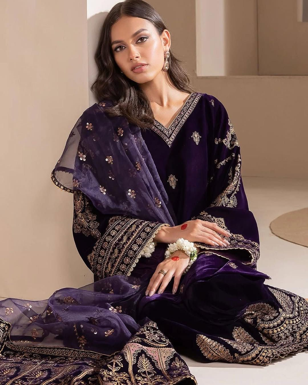 Sequence Embroidery work Winter Wear Velvet Suit - Premium  from Ethenika.com  - Just INR 3990! Shop now at Ethenika.com 