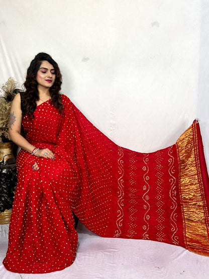 Modal Silk Heavy Bandhej Work Bandhani Saree - Premium  from Ethenika.com  - Just INR 4990! Shop now at Ethenika.com 