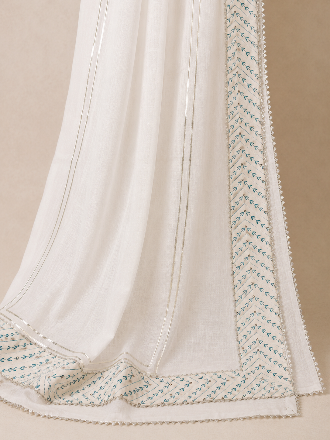 Pure Soft Cotton Chevron Leaf Pattern Unstitched 3Pc Dress Material