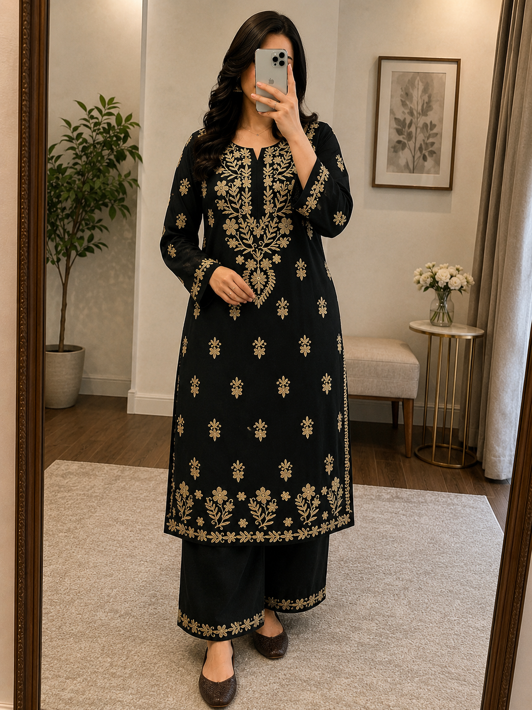 Soft Rayon Cotton Chikankari Kurti Pant Set (Ready to Wear)