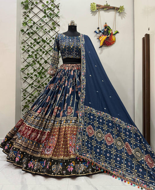 Muslin Cotton Digital Print With Mirror Work Navratri Special Chaniya Choli