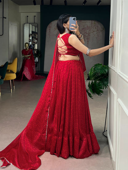 Red Bandhani Printed Exclusive Chaniya Choli for Garba Night