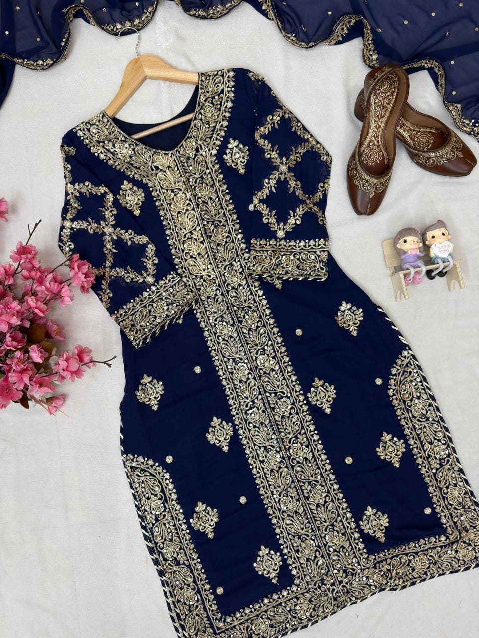 Ethenika Eid Special Womens Designer 3Pc Kurti Pant Dupatta Set