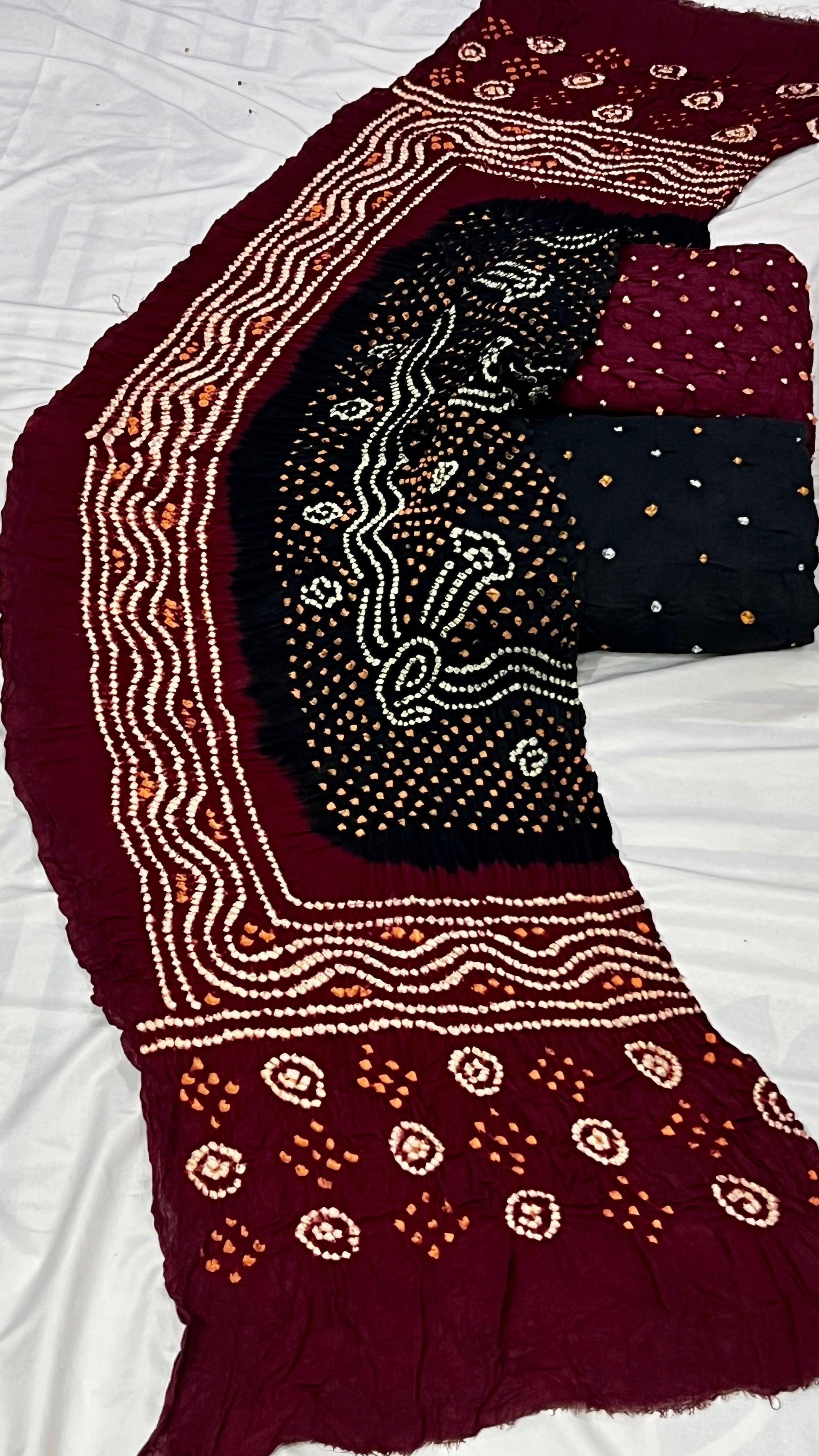 Cotton Satin Hand Crafted Kutchi Bandhani Dress Material - Premium  from Ethenika.com  - Just INR 2190! Shop now at Ethenika.com 