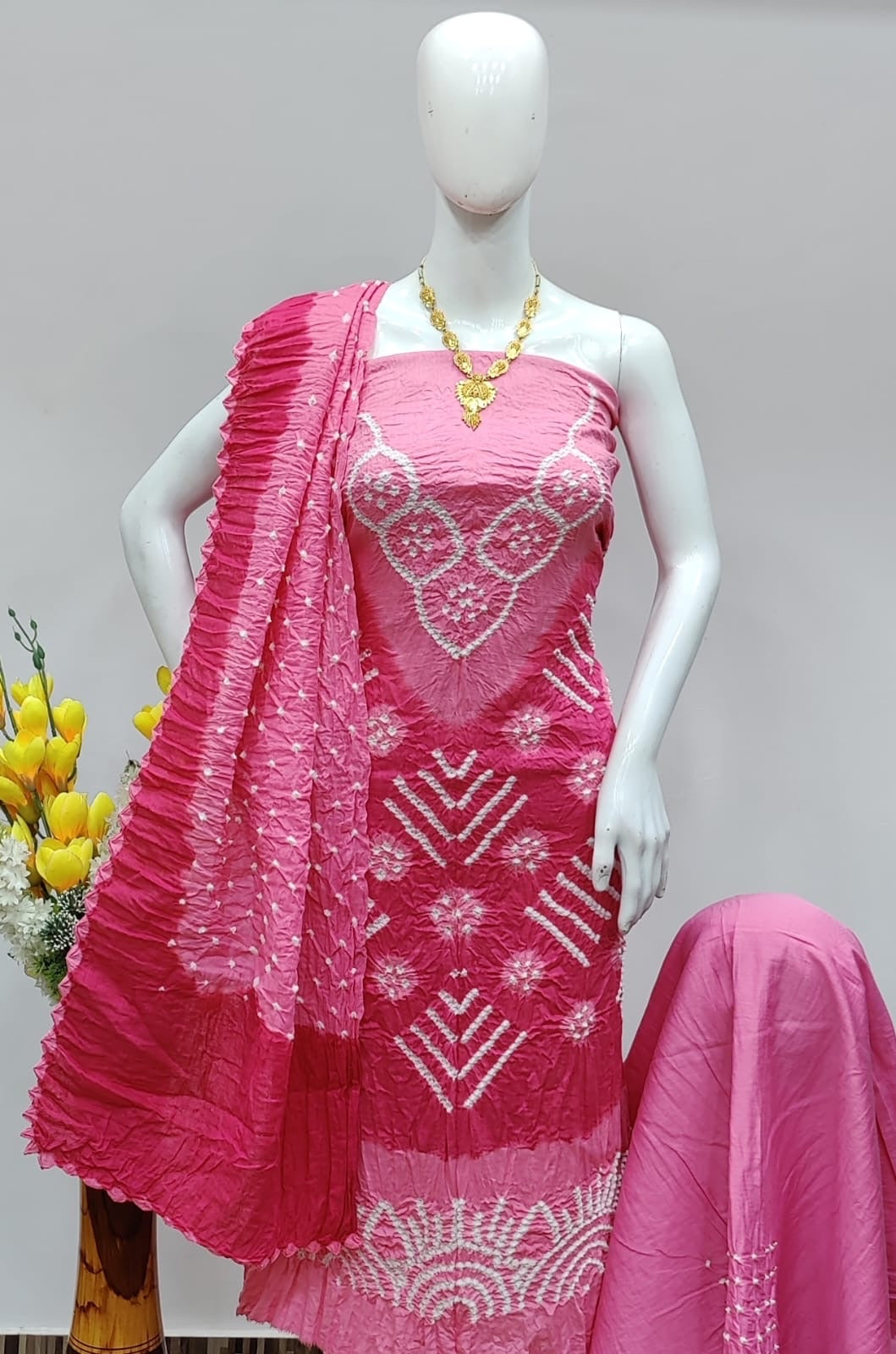 Hand Crafted Cotton Self Color Original Kutch Bandhani Dress Material (Unstitched) - Premium  from Ethenika.com  - Just INR 1490! Shop now at Ethenika.com 