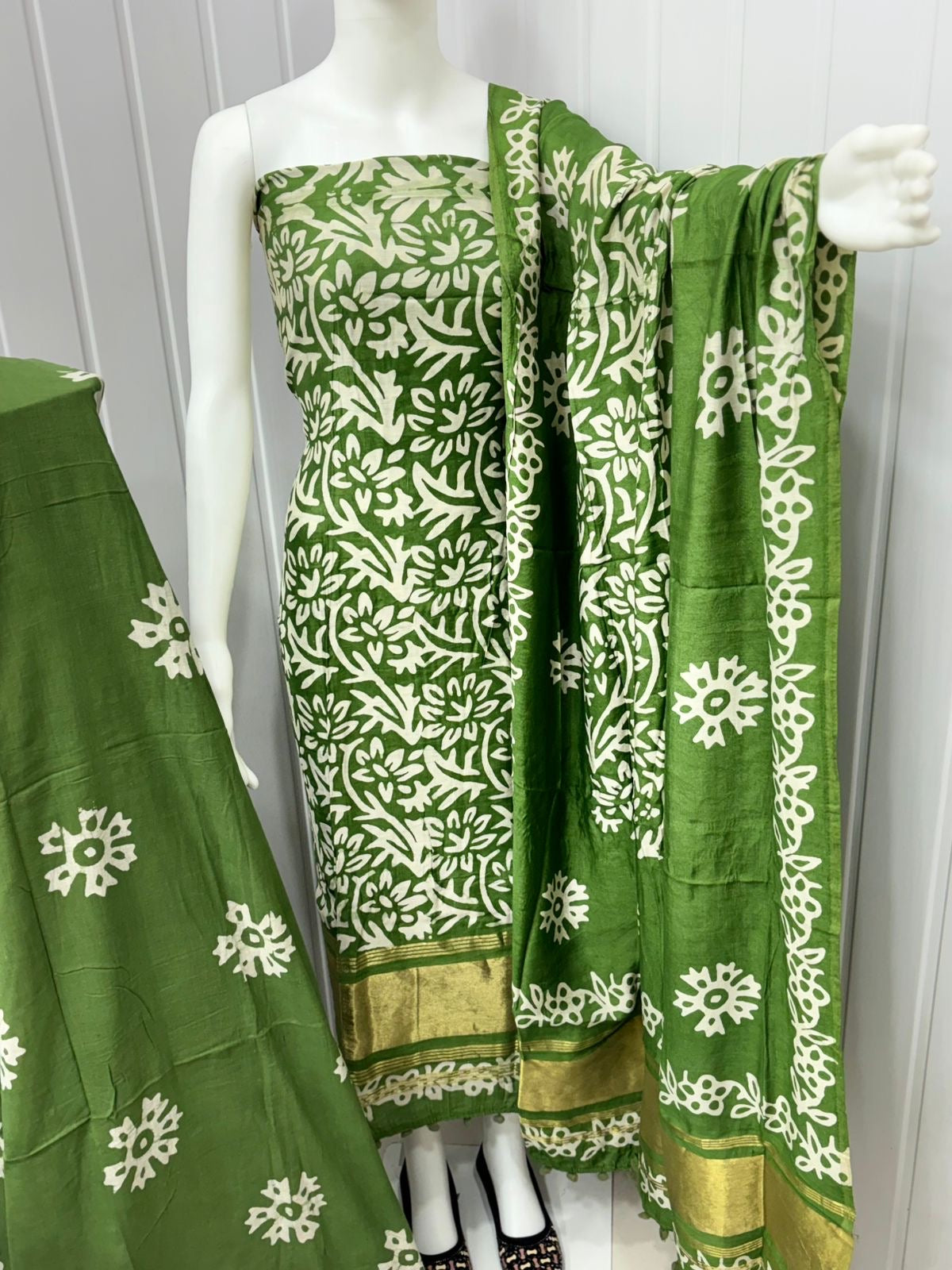 Gaji Silk Hand Blocked Batik Dress Material