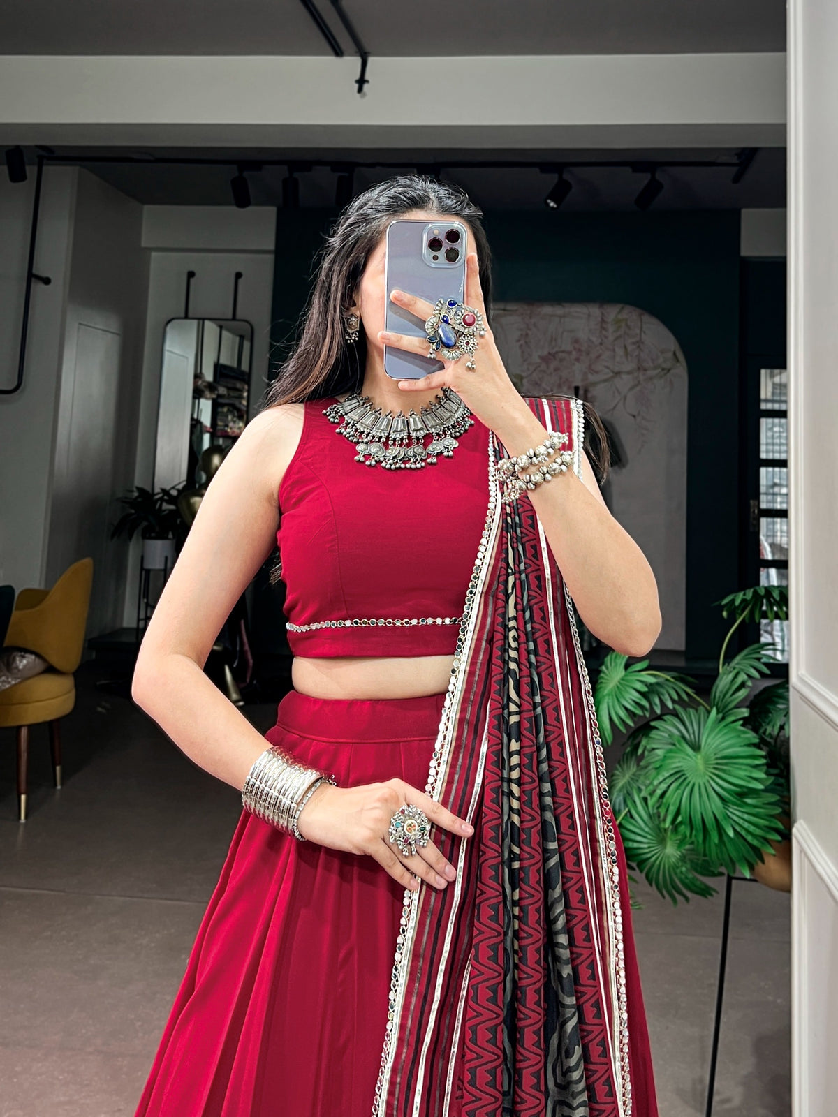 Rayon Mirror Lace Work Chaniya Choli | Navratri Garba Wear