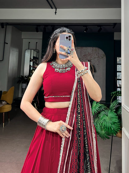 Rayon Mirror Lace Work Chaniya Choli | Navratri Garba Wear