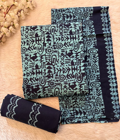 Soft Cotton Hand Blocked Batik Dress Material (Unstitched)