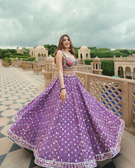 Navratri Designer Chaniya Choli | Muslin Cotton | Mirror Work | Free Size 38-44