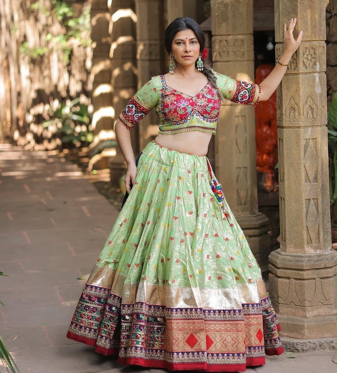 Muslin Digital Print with Mirror Work Designer Chaniya Choli for Navratri