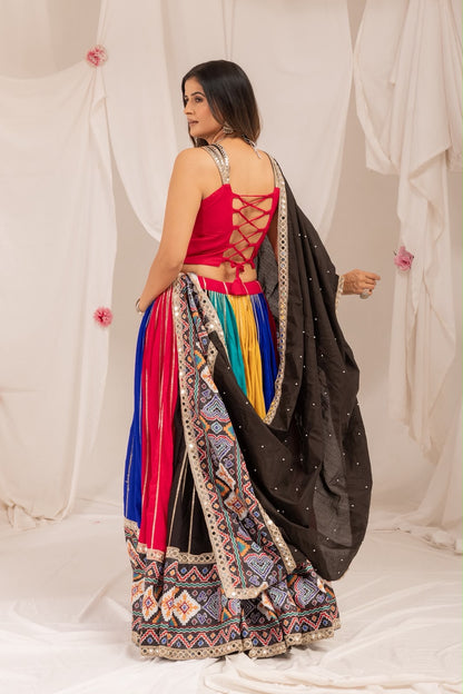 Rayon Multicolor Patola Print Chaniya Choli | Navratri Garba Wear