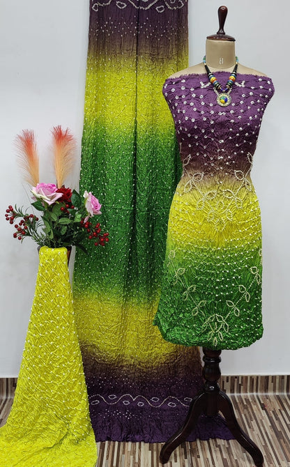 Ghazi Silk Barik Bandhej Kutch Bandhani Dress Material - Premium  from Ethenika.com  - Just INR 4990! Shop now at Ethenika.com 