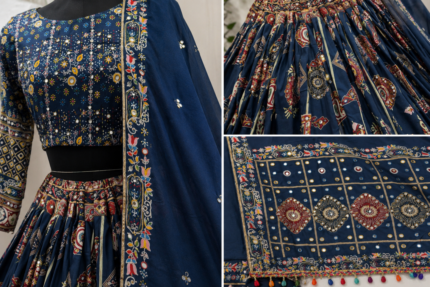 Muslin Digital Print with Mirror Work Navratri Special Designer Chaniya Choli