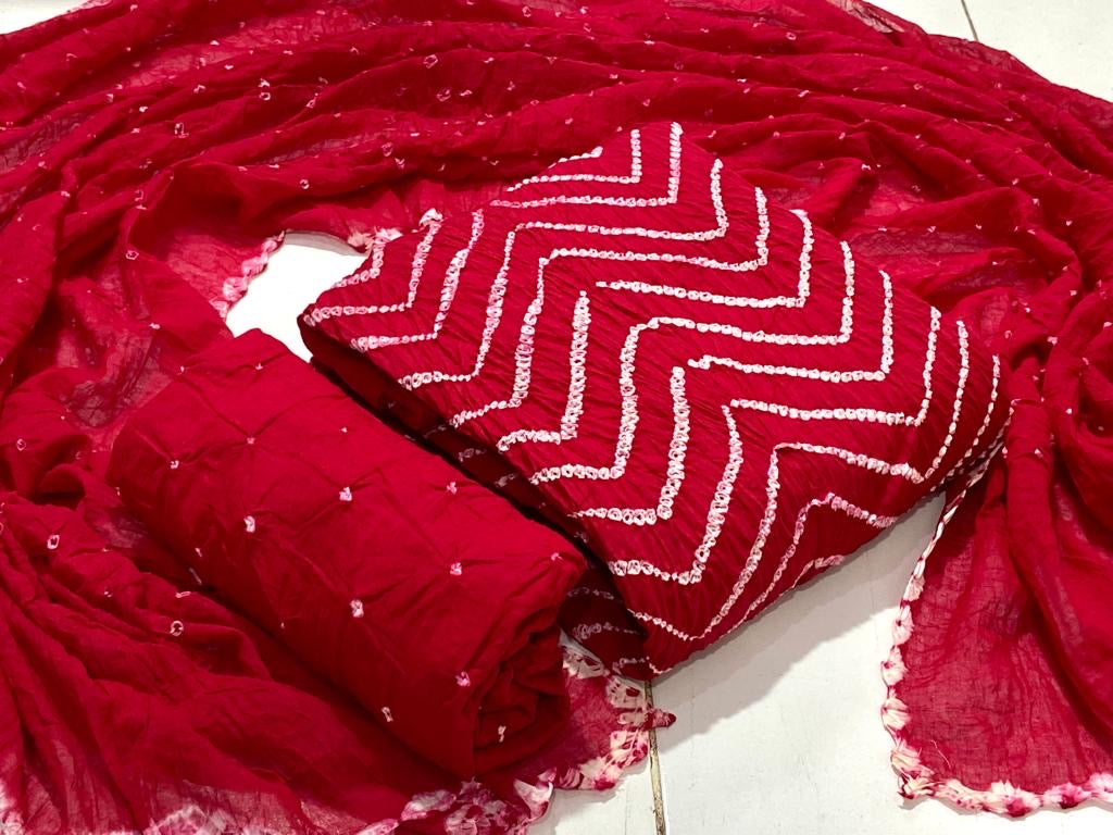 Cotton Satin Self Color W pattern Bandhani Material (Unstitched) - Premium  from Ethenika.com  - Just INR 1490! Shop now at Ethenika.com 