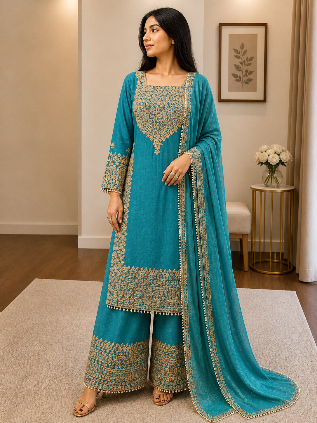 Fendi Silk Designer Party Wear Suit Set