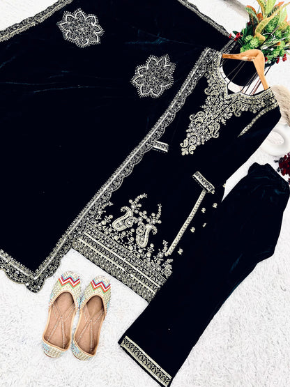 Ethenika Winter Ready to Wear Velvet Suit - Premium  from Ethenika.com  - Just INR 3590! Shop now at Ethenika.com 