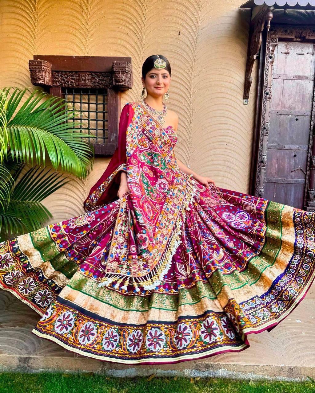 Soft Muslin Digital Print Mirror work Navratri Special Chaniya Choli - Premium  from Ethenika.com  - Just INR 3090! Shop now at Ethenika.com 