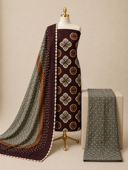 bandhani silk dress material online shopping Handcrafted, Traditional Bandhani Fabric Online