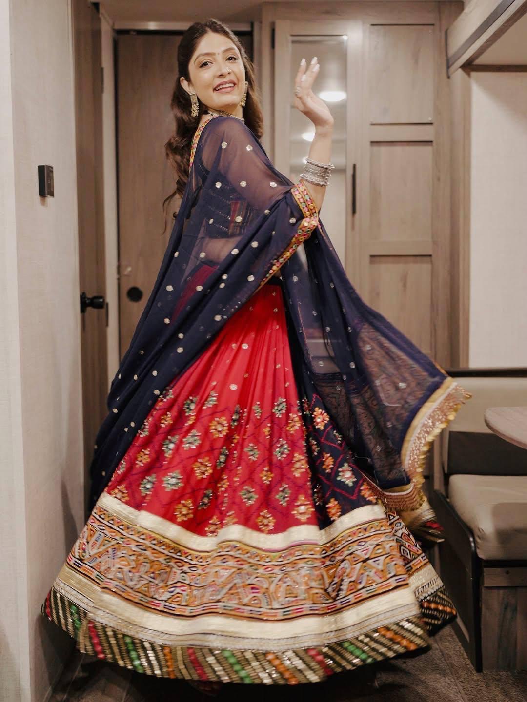 Designer Chaniya Choli | Malai Silk Mirror Work & Gota Zari | Garba