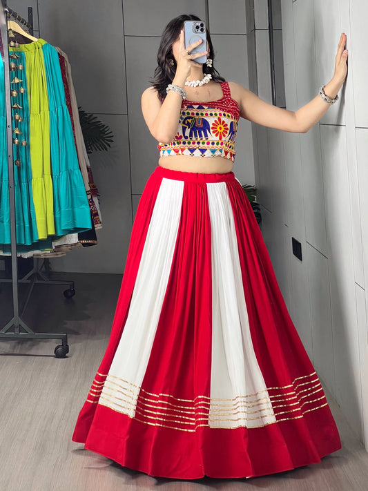 Red White Gota Patti Chaniya Choli | Navratri Garba Wear
