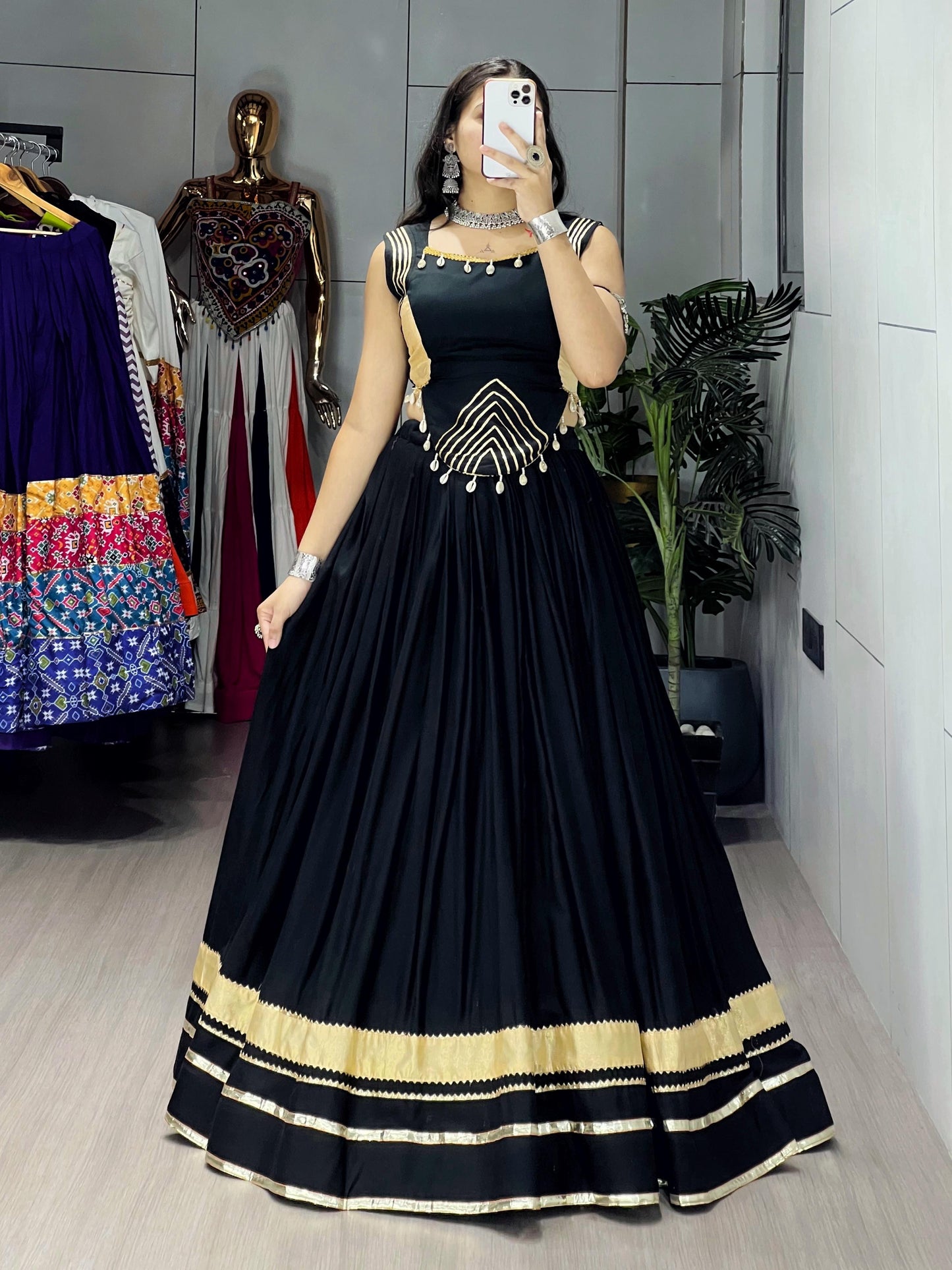 Rayon Gota Patti With Kodi Work Designer Navratri Chaniya Choli (Ready To Wear)