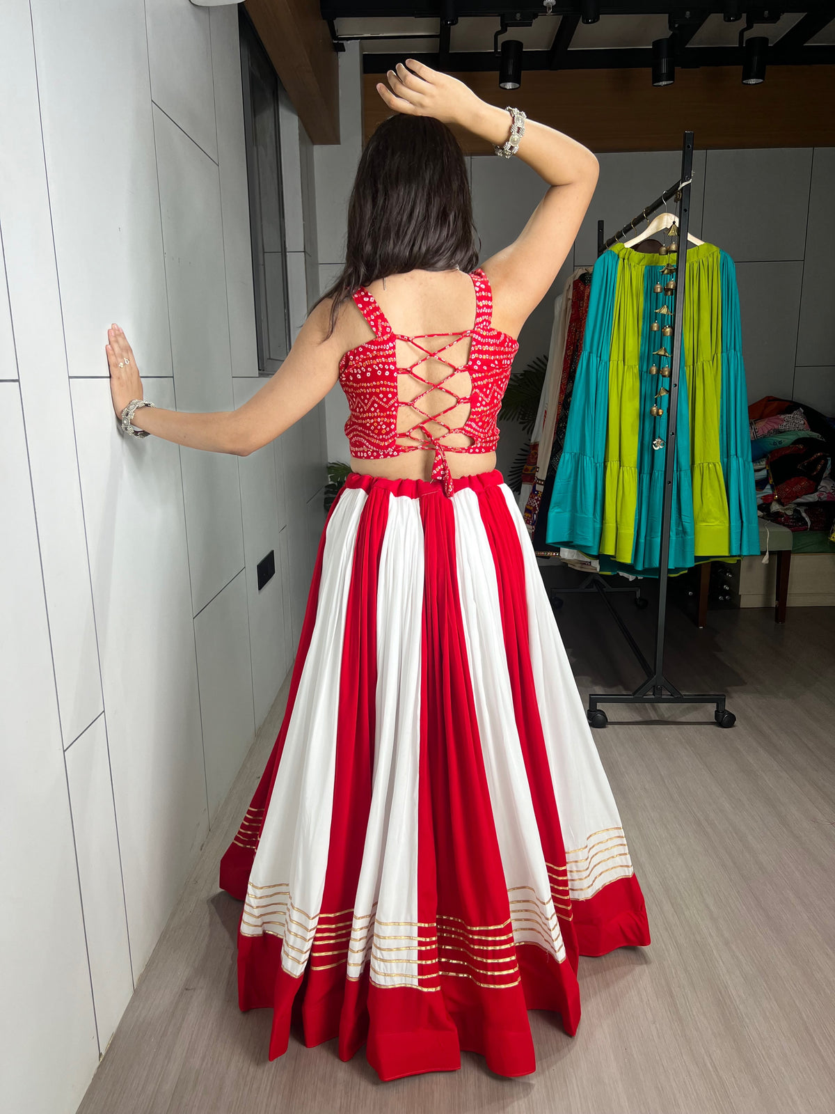 Red White Gota Patti Chaniya Choli | Navratri Garba Wear