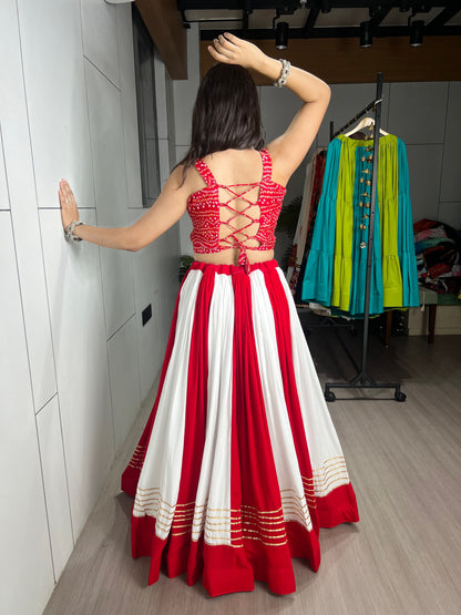 Red White Gota Patti Chaniya Choli | Navratri Garba Wear