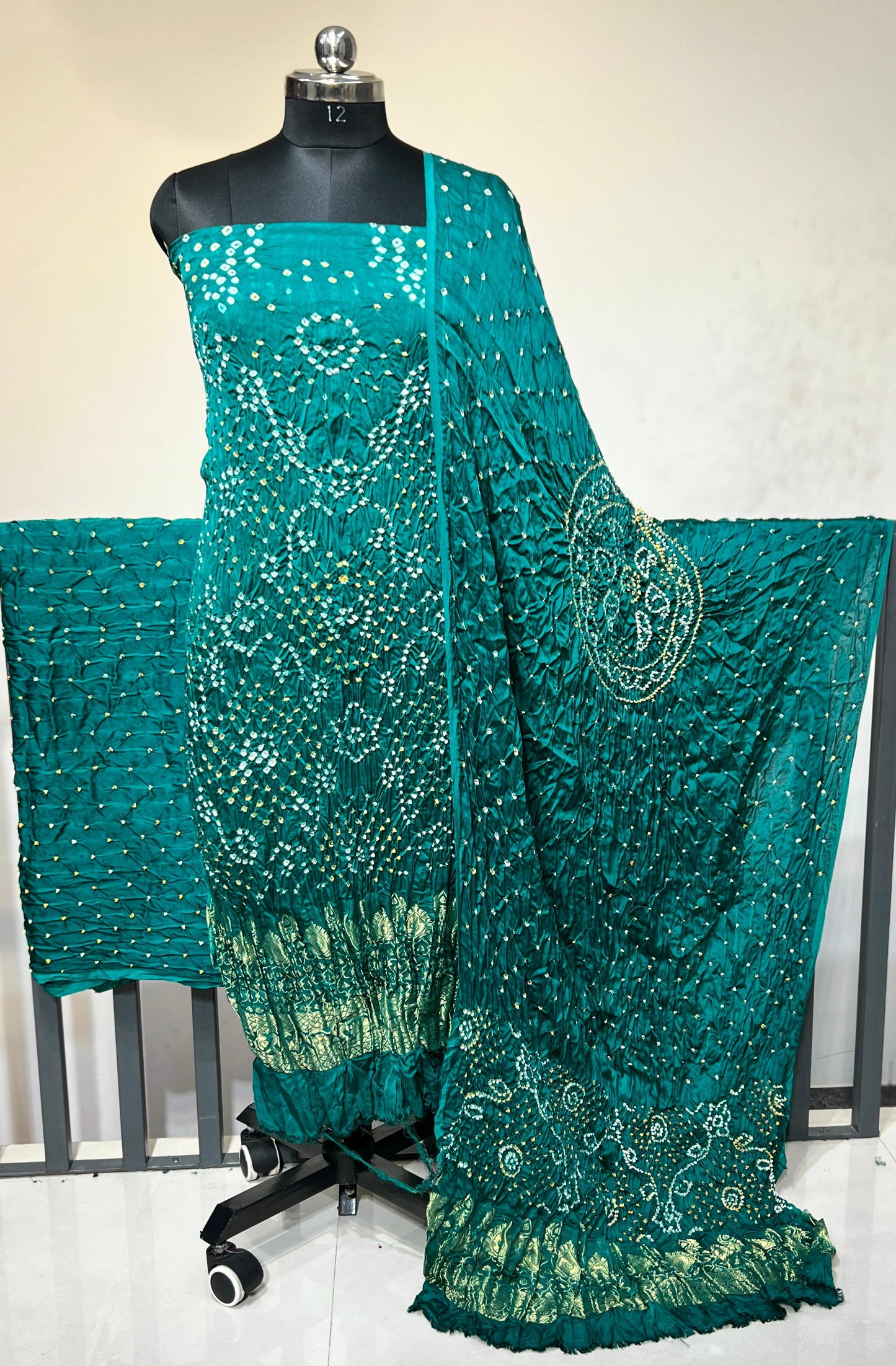 Modal Silk Authentic Hand Crafted Kutch Bandhej Dress Material