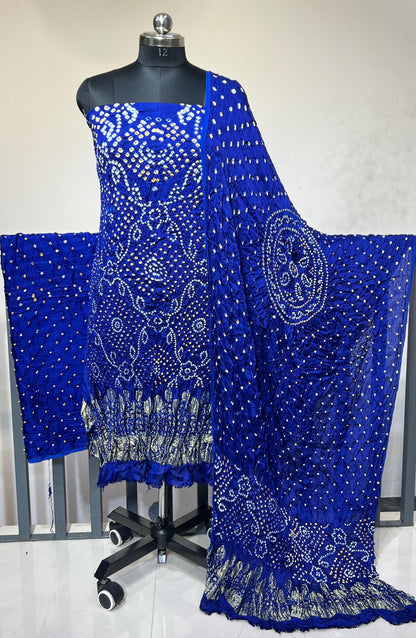 Modal Silk Authentic Hand Crafted Kutch Bandhej Dress Material