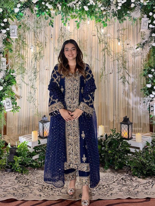 Ethenika Eid Special Womens Designer 3Pc Kurti Pant Dupatta Set