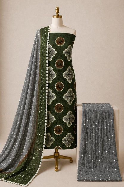 Pure Cotton Shibori Bandhani Dress Material