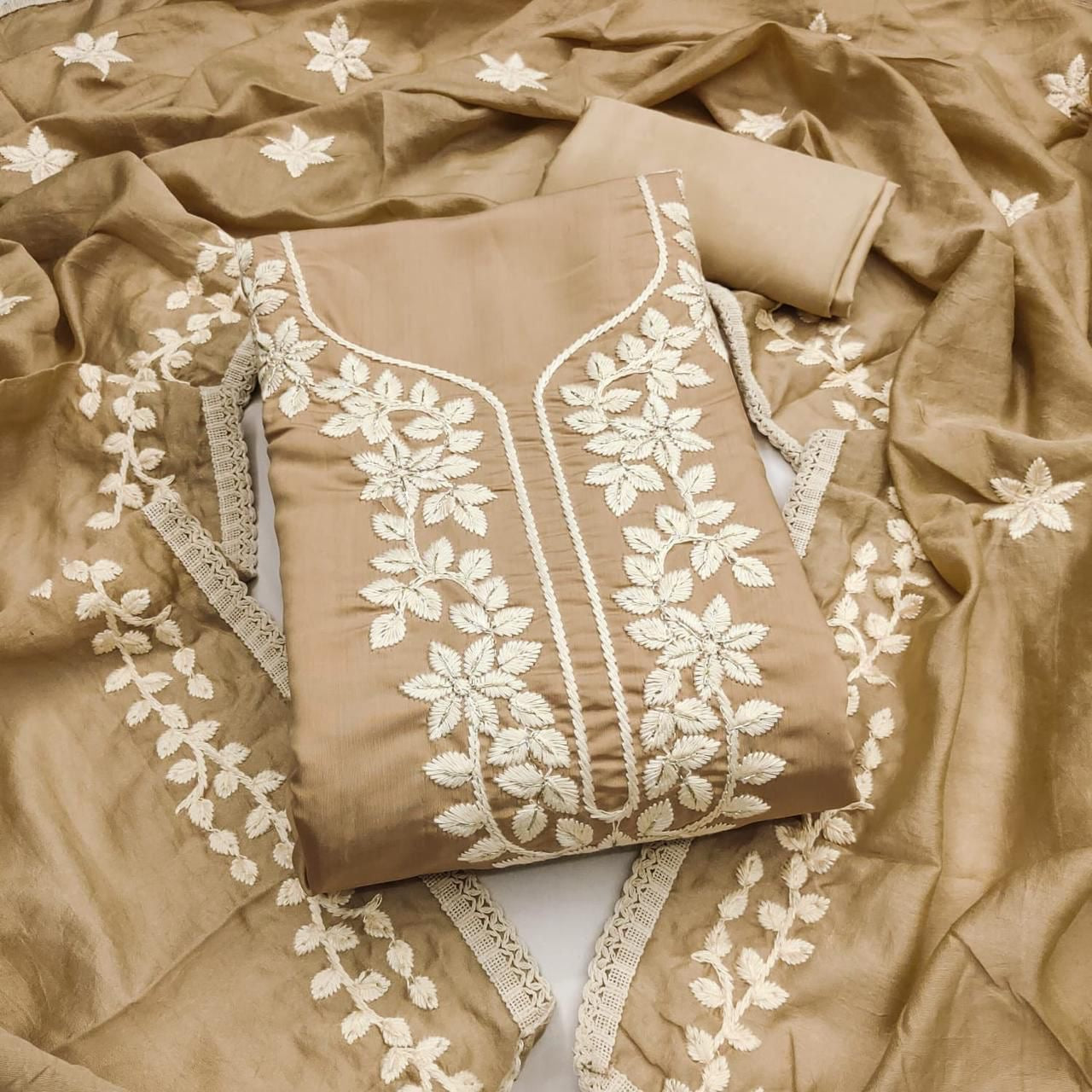 Roman Silk Embroidery Work Summer Special Dress Material for Women