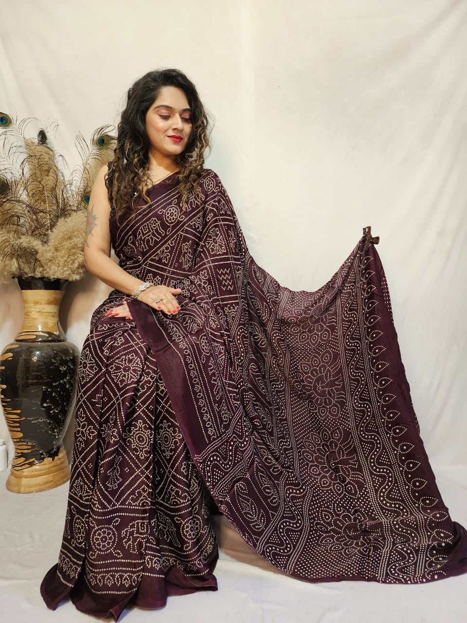 Modal Silk Bandhani Print Saree - Premium  from Ethenika.com  - Just INR 3490! Shop now at Ethenika.com 
