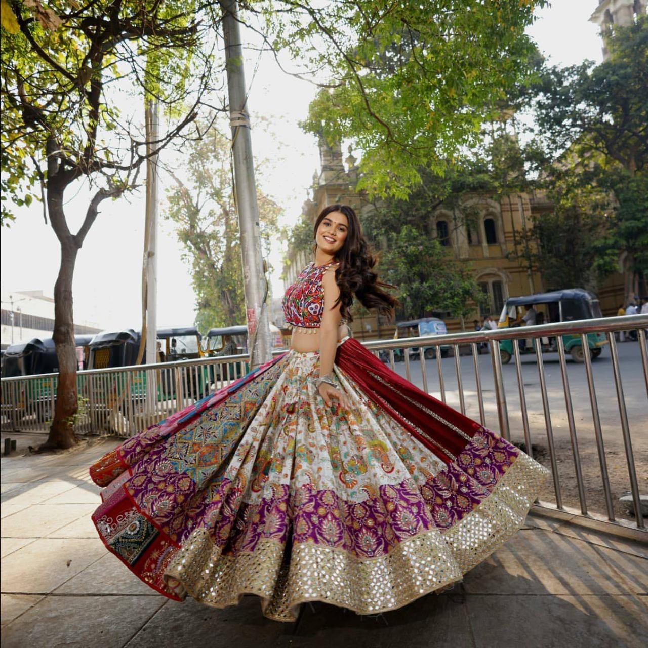 Ethenika Trending Muslin Digital Print Designer Chaniya Choli For Garba