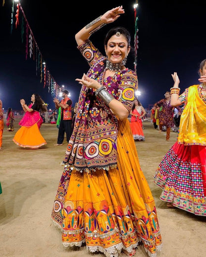 Muslin Digital Print With Mirror Work Designer Chaniya Choli