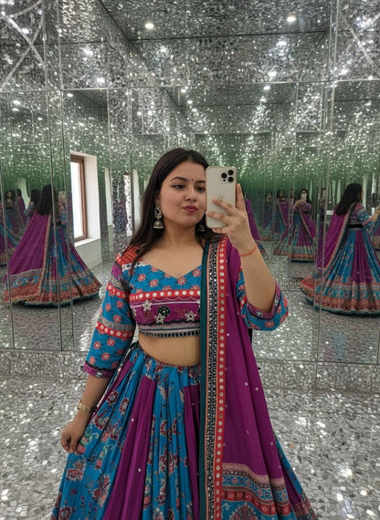 Muslin Digital Print with Mirror Work Chaniya Choli
