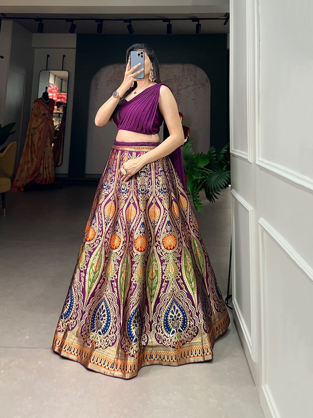 Banarsi Silk Zari Weaving work Lehenga Choli Set - Premium  from Ethenika.com  - Just INR 3990! Shop now at Ethenika.com 