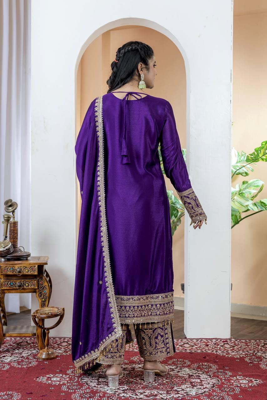 Chinon Silk Sequence Embroidery Work Pakistani Party Wear Salwar Suit Dupatta Set (Fully Stitched) - Premium  from Ethenika.com  - Just INR 3990! Shop now at Ethenika.com 