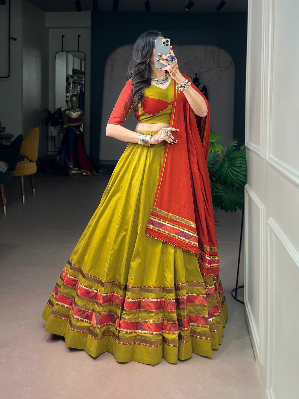 Dhabu Cotton Garba Special Designer Chaniya Choli Set(Ready to Wear)