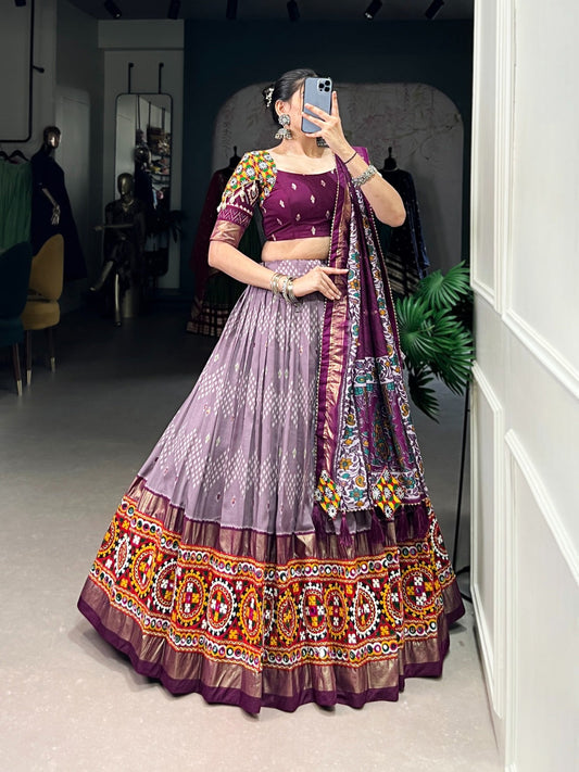 Tassar Silk Ikkat Print work Navratri Special Chaniya Choli (Ready To Wear) - Premium  from Ethenika.com  - Just INR 4990! Shop now at Ethenika.com 
