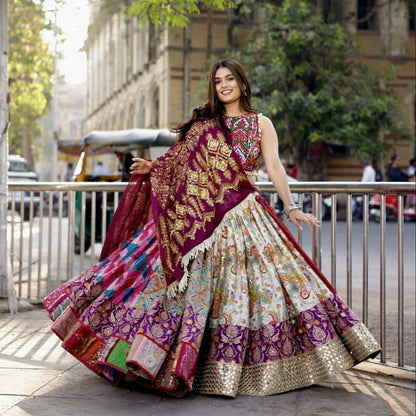 Ethenika Trending Muslin Digital Print Designer Chaniya Choli For Garba