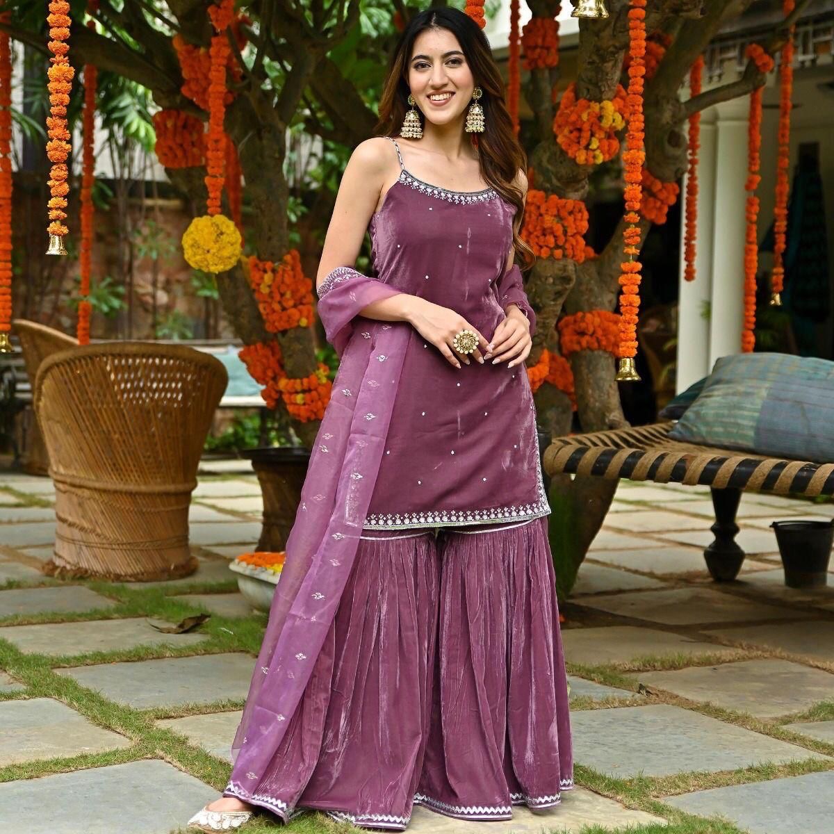 Winter Special Velvet Sharara Set - Premium  from Ethenika.com - Just INR 2490! Shop now at Ethenika.com 