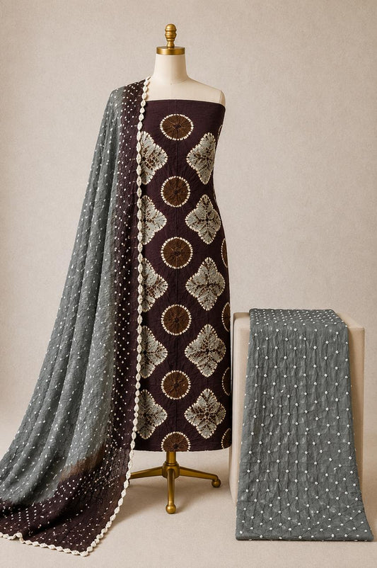 Pure Cotton Shibori Bandhani Dress Material